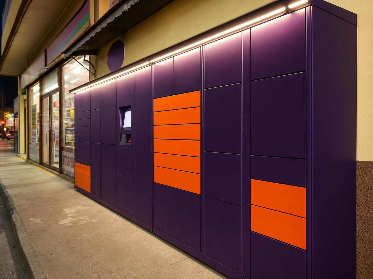 Locker PostWall instalado em frente a uma loja